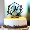 Vinisong Personalized Letter Cake Toppers Initials H Cake Topper Black Acrylic Cake Decoration Wreath Cake Topper Perfect for Birthday Wedding Anniversary Party(H,09) view 1