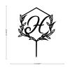 Vinisong Personalized Letter Cake Toppers Initials H Cake Topper Black Acrylic Cake Decoration Wreath Cake Topper Perfect for Birthday Wedding Anniversary Party(H,09) view 2