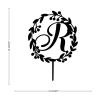 Vinisong Personalized Letter Cake Toppers Initials R Cake Topper Black Acrylic Cake Decoration Wreath Cake Topper Perfect for Birthday Wedding Anniversary Party(R,08) view 2