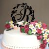 Vinisong Personalized Letter Cake Toppers Initials R Cake Topper Black Acrylic Cake Decoration Wreath Cake Topper Perfect for Birthday Wedding Anniversary Party(R,08) view 4
