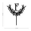 Vinisong Personalized Letter Cake Toppers Initials F Cake Topper Black Acrylic Cake Decoration Wreath Cake Topper Perfect for Birthday Wedding Anniversary Party(F,11) view 2