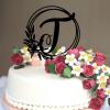 Vinisong Personalized Letter Cake Toppers Initials T Cake Topper Black Acrylic Cake Decoration Wreath Cake Topper Perfect for Birthday Wedding Anniversary Party(T,07) view 4