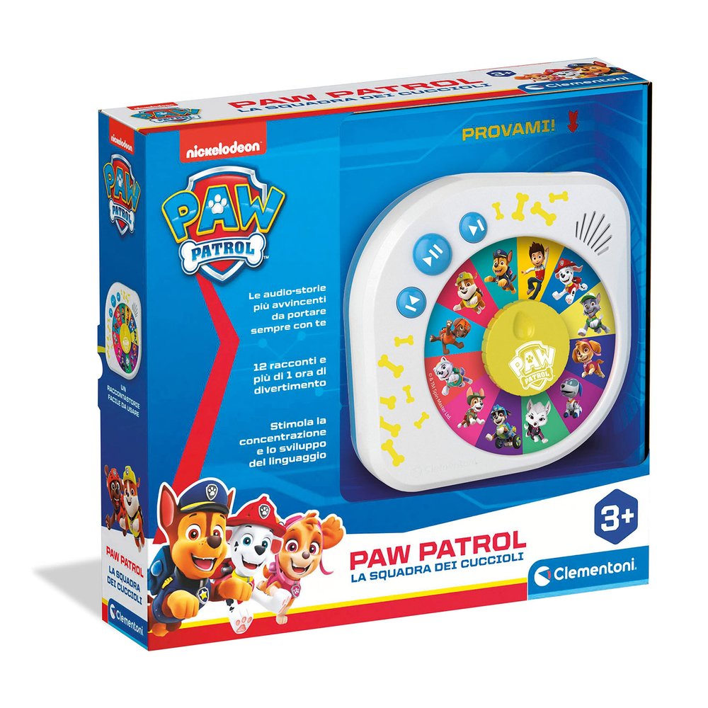 Clementoni Tells Paw Patrol stories tells stories for children, many adventures of the Paw Patrol puppy team, interactive game for children from 3 years old, language
