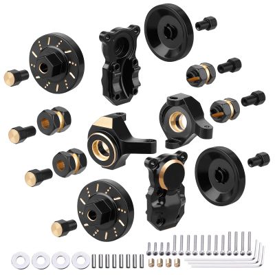 Hobbypark Front Steering Knuckles Wheel Weights Diff Cover Front Rear Extended 7mm Wheel Hex Hubs Adapters for Axial SCX24 Upgrades Set 1/24 RC Crawler Car