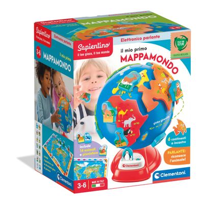 Clementoni Sapientino 17730  My First World Map, Interactive Educational Talking Game for Children 3-6 Years, for Discovering Animals and Continents, Made in Italy, Italian Language