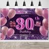 30th Birthday Decorations for Girls Happy Birthday Banner Pink Decorations for A Party Birthday Backdrop for Women view 1