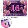 16th Birthday Decorations for Girls Happy Birthday Banner Pink Decorations for A Party Birthday Backdrop for Women view 2