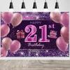 21st Birthday Decorations for Girls Happy Birthday Banner Pink Decorations for A Party Birthday Backdrop for Women view 1