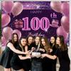 100th Birthday Decorations for Girls Happy Birthday Banner Pink Decorations for A Party Birthday Backdrop for Women view 3