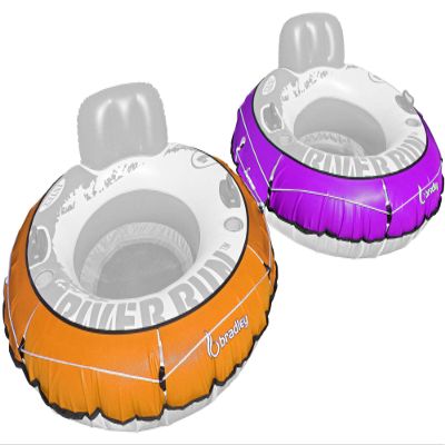2 Pack Heavy Duty River Tube Cover Only; Made in USA to fit River Run Tube; Compatible with Intex Inflatable River Run River Float Tube & Most 53" River Tubes Orange & Purple (Covers Only)