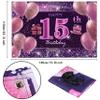 15th Birthday Decorations for Girls Happy Birthday Banner Pink Decorations for A Party Birthday Backdrop for Women view 2