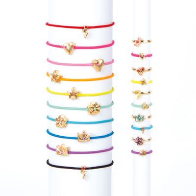 3C4G Charmed Vibes Jewelry & Hair Tie Set - Hair Tie Bracelet Set for Girls - Cute Hair Ties Charm Bracelets & 5 Fashion Rings - Bracelet Hair Ties for Girls, Tweens & Teens by Make It Real