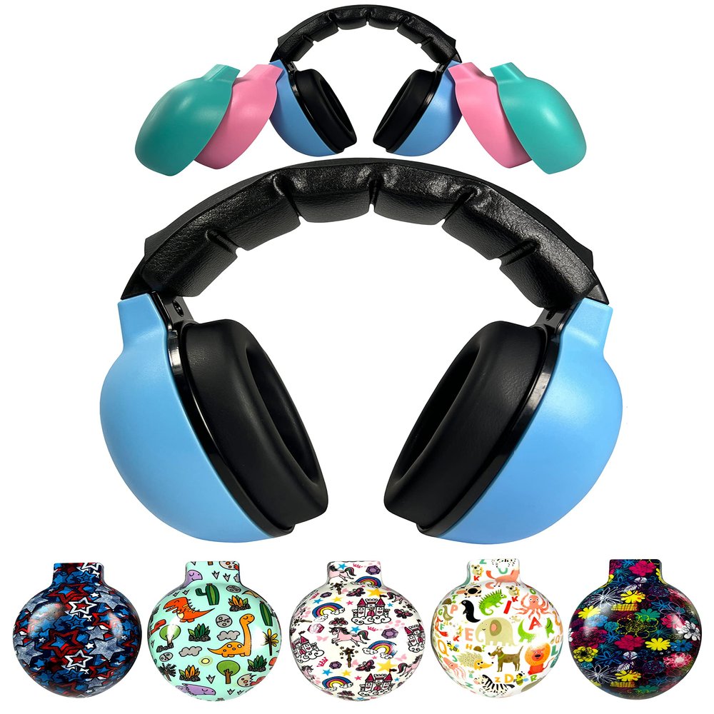 ZIPZ Baby & Toddler Earmuffs - ANSI-Certified Noise Protection, Audiologist-Recommended, Interchangeable Shells (0-4 Yrs) - Blue