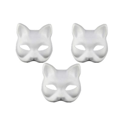 Alipis Diy Hand Painted Blank Cat Face Mask for Kids Paintable Paper Mache Animal Mask for Halloween Masquerade Costume Party and Classroom Creative Play 6.7X7 Inch Lightweight