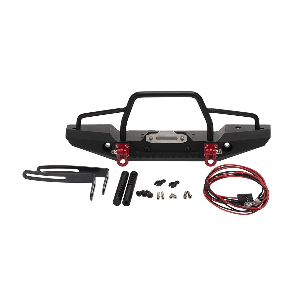 Treehobby RC Model Metal Front Bumper with 2 LED Light - Compatible with 1/10 RC Crawler Car Traxxas TRX4, Axial SCX10 Upgrade Parts