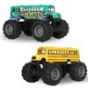 Crelloci 2 Pack School Bus Monster Truck Toy, Die Cast Big Wheel Monster Truck, Green Yellow Pull Back Car Toys, Play Vehicle Gifts for Kids, Toddlers, Boys Age 3+ view 1