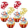 24 Pack Military Themed Cupcake Toppers Navy Bound Cupcake Picks Navy Bound Themed Cupcake Decorations Welcome Ceremony Army Birthday Party Cake Decorations Supplies Red Gold view 1