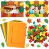 Ferraycle 232 Pcs Thanksgiving DIY Picture Frames Craft Kit Fall Felt Photo Frames with Leaves Pumpkin Harvest Crafts with Foam Stickers for Autumn Party Favor(Mix Color,Leaf) view 1