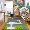 Large Airport Play Mat for Playing with Little Cars ,Road Traffic Educational Carpet,Fun Bedroom Playroom Area Rug for Boys Girls Learning Playing-120x160cm(47x63inch) view 2