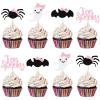 24Pcs Pink Black Two Spooky Cupcake Toppers Halloween 2nd Birthday Cupcake Toppers for Two Spooky Halloween Birthday Cupcake Topper Decor view 1