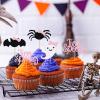 24Pcs Pink Black Two Spooky Cupcake Toppers Halloween 2nd Birthday Cupcake Toppers for Two Spooky Halloween Birthday Cupcake Topper Decor view 2