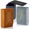 Lewtemi 3 Pcs Leather Tarot Card Case Holder Sun Moon Tarot Box Card Bag Organize Storage Box, Universal Game Deck Holder for Most Standard Size, Black, Grey, Brown view 1