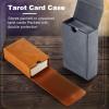 Lewtemi 3 Pcs Leather Tarot Card Case Holder Sun Moon Tarot Box Card Bag Organize Storage Box, Universal Game Deck Holder for Most Standard Size, Black, Grey, Brown view 3