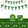 38pcs Soccer Theme Party Decor Supplies Include Soccer Happy Birthday Pennant Banner Goal Tablecloth 7inch Disposable Paper Plates Napkins for Boys Birthday Sports Soccer Event Party Home Decorations view 1
