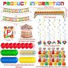 78 Pcs Building Block Birthday Party Supplies Party Decorations Include Happy Birthday Banner, Building Block Swirls, Table Cover, Cake Toppers, Cupcake Toppers, Balloons for Boys Girls Kids view 2