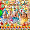 78 Pcs Building Block Birthday Party Supplies Party Decorations Include Happy Birthday Banner, Building Block Swirls, Table Cover, Cake Toppers, Cupcake Toppers, Balloons for Boys Girls Kids view 4