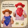 24 Pieces Cowboy Hats and Bandanas for Kids Western Cowboy Costume Hat Accessories for Toddler Child Western Theme Birthday Party Supplies Halloween Costume Dress(Brown, Red) view 4