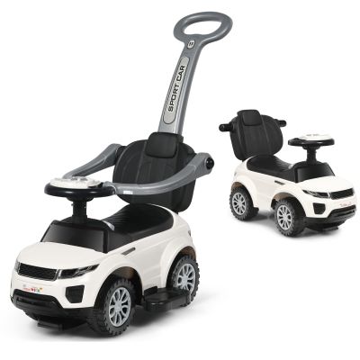 HONEY JOY Ride On Push Car, Foot to Floor Ride On Sliding Car Push Handle & Detachable Guardrail, Sound & Lights, Under Seat Storage, Push Cars for Toddlers 1-3, Gift for Kids Boys Girls(White)