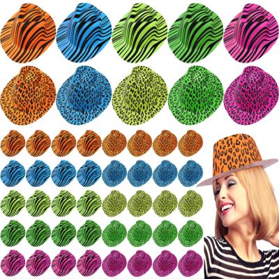 Handepo 50 Pcs Neon Party Hats for Adults Kids Halloween Colorful Plastic Cowboy Party Hats UV Reactive Fluorescent for Glow Birthday Weddings Carnival Concerts Music