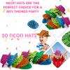 Handepo 50 Pcs Neon Party Hats for Adults Kids Halloween Colorful Plastic Cowboy Party Hats UV Reactive Fluorescent for Glow Birthday Weddings Carnival Concerts Music view 4