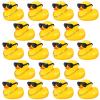 18 Pcs Mini Rubber Ducks Baby Shower Tiny Rubber Ducks Bulk with Sunglasses, Float Bathtub Duckies for Shower Birthday Party Favors Carnival Gift(Yellow) view 1