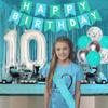 10th Birthday Decorations for Girl Teal, Double Digits Party Supplies Happy Birthday Banner Turquoise Cake Topper Sash Number 10 Double Digits Foil Balloon Backdrop Curtain for 10 Year Old Party Decor view 2