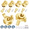 AllinRC Brass Steering Knuckles and Extended 7mm Wheel Hex Hub with Ball Bearings Compatible with Axial SCX24 1/24 RC Crawler Car AXI90081 Upgrades Parts (Gold) view 1