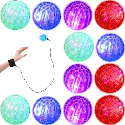 Jerify Wrist Balls on a String with Elastic String Return Ball Bulk Flashing Wristband Toys LED Birthday Party Favors for Birthday Halloween Christmas (24 Pieces)