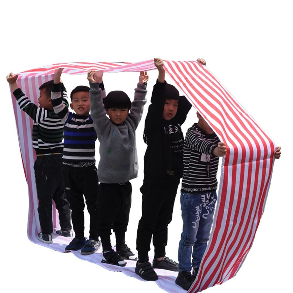 Playing Run Mat Oxford Cloth Running Mat, Multiplayer Cooperative Game Props, Suitable for Adults and Children, Red White Stripes (Size : Kids-4M/13FT)