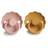 FRIGG Daisy SilkySoft Silicone Baby Pacifier | Made in Denmark | BPA-Free (Rose Gold/Honey Gold, 6-18 Months) view 2