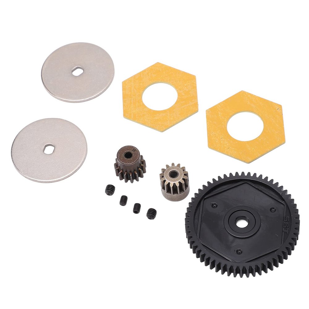 Dilwe 1/10 RC Car Spur Gear, 56T Spur Gear with 13T Gear, RC Replacement Accessories Upgrade Parts for Axial SCX10 RC Crawler Car(Black)