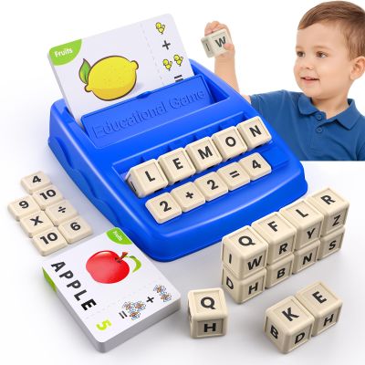 DEGIDEGI Educational Toys for Kids Ages 3-8, Matching Letter Spelling Math Game ABC Learning, Christmas Birthday Gifts Preschool& Kindergarten Kids for 3 4 5 6 7 8 Year Olds Boys and Girls Navy Blue