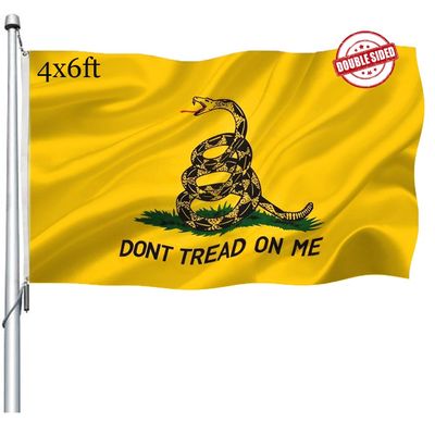 Dont Tread on Me Flag Double Sided 4x6 Outdoor- Heavy Duty Gadsden Don't Tread on Me Flags Banner with 2 Brass Grommets 4 Rows Stitched