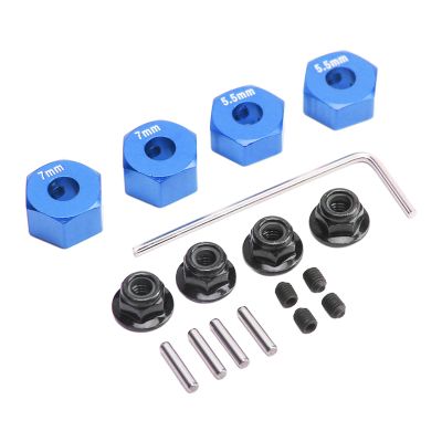 SPYMINNPOO RC Wheel Hex Drive Hub Adaptor with Locknut, 12mm Wheel Drive Hex Hub Adapters Replaacement Compatible with 1/10 4x4 Dtampede Dlash 2WD(Blue)