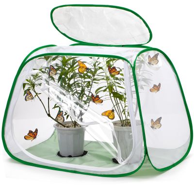 XingYunEr Outdoor Pop-up Large Insect and Butterfly Net Habitatwith Rainproof top Cover Increase Survival Rate, Windproof Trapezoidal DesignCollapsible Caterpillar Growing Mesh Cage Terrarium
