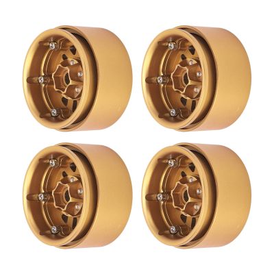 1.9Inch Beadlock Wheel, 4 Pcs Brass Heavy Crawler RC Wheel for SCX10 90046 AXI03007 D90 D110 TF2 1/10 RC Car