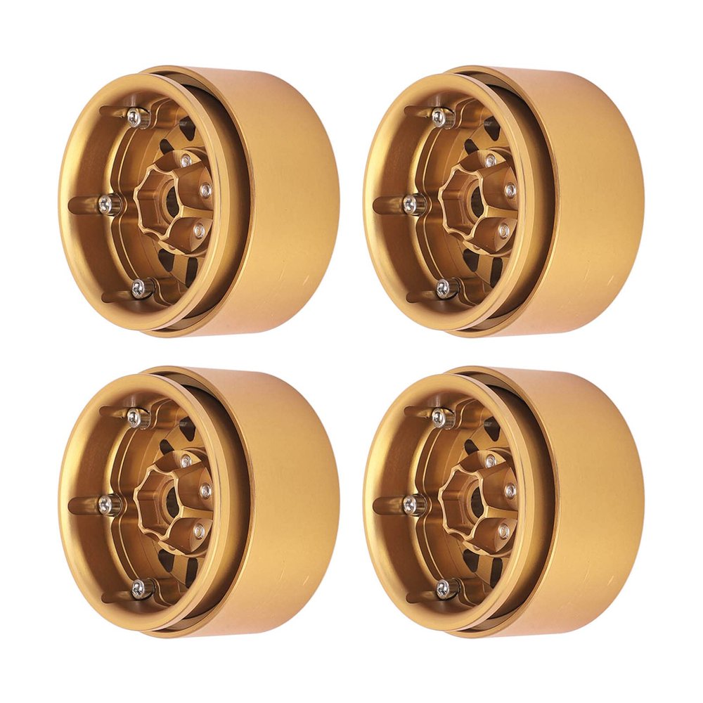 1.9Inch Beadlock Wheel, 4 Pcs Brass Heavy Crawler RC Wheel for SCX10 90046 AXI03007 D90 D110 TF2 1/10 RC Car