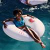 Rae Dunn x CocoNut Float Colorful Happy Summer Theme Ring Float - Adult Size Large 48 Inch Inflatable Raft & Durable Water Inner Tube - Stable Ride-On for Summer Parties & Swim Events view 4