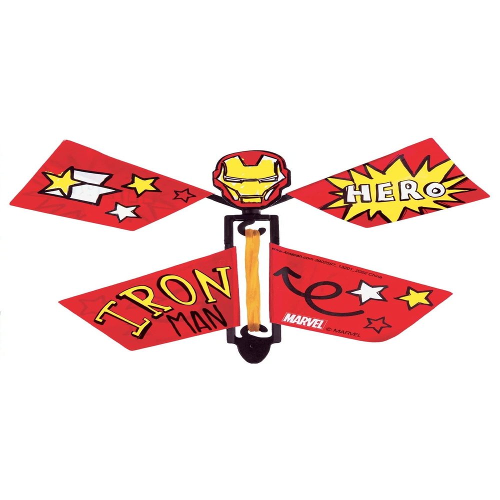 Marvel Avengers Red Flapping Flyer - 3.9" x 4.7" (Pack of 1) - High-Flying Paper, Plastic & Rubber Band Design- Perfect for Indoor & Outdoor Play