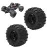 Demeras 1/16 RC Car Wheels and Tires, Black Abrasion 1/16 RC Car Tires Replacement Flexible Driving for Rough Roads view 2